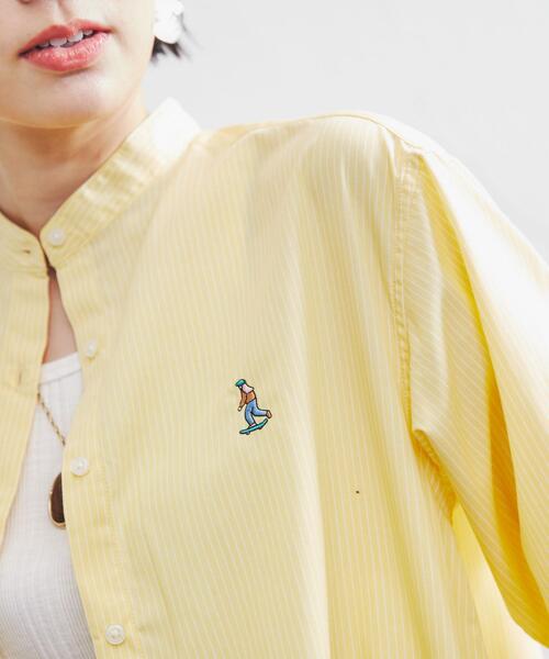 coen（コーエン）の「ワンポイント刺繍ストライプシャツ（シャツ