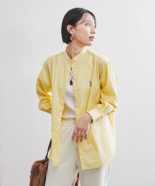 coen(コーエン)の「ワンポイント刺繍ストライプシャツ(シャツ/ブラウス・レディース・ライム/ネイビー/イエロー・M/L)」の9枚目の写真