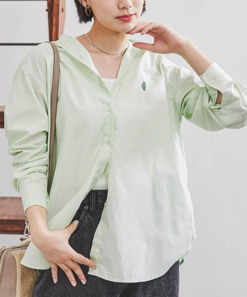 coen（コーエン）の「ワンポイント刺繍ストライプシャツ（シャツ