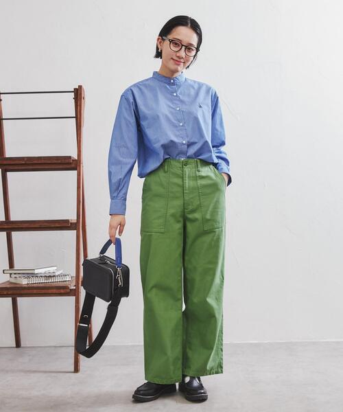 coen(コーエン)の「ワンポイント刺繍ストライプシャツ(シャツ/ブラウス・レディース・ライム/ネイビー/イエロー・M/L)」の14枚目の写真