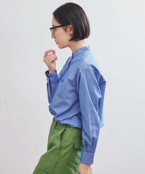 coen（コーエン）の「ワンポイント刺繍ストライプシャツ（シャツ