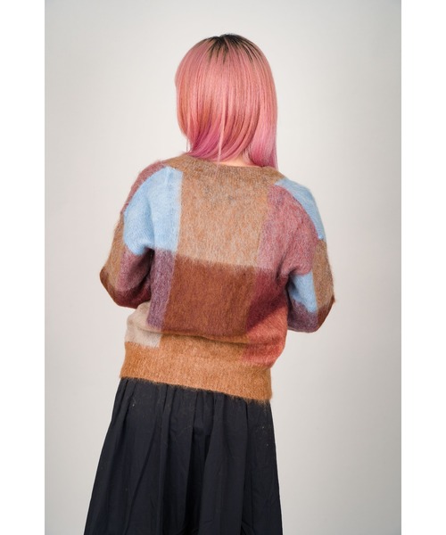 ROBERTO COLLINA（ロベルトコリーナ）の「【Roberto Collina/ロベルトコリーナ】 ブロックチェック　Vネックカーディガン（カーディガン/ボレロ・レディース・レッド系その他/グリーン系その他・M/S）」の5枚目の写真