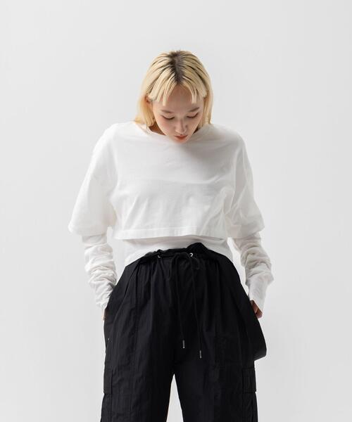 CITEN（シテン）の「＜CITEN＞レイヤード トップス（Tシャツ/カットソー・レディース・オフホワイト/ライム/ダークグレー・FREE）」の21枚目の写真