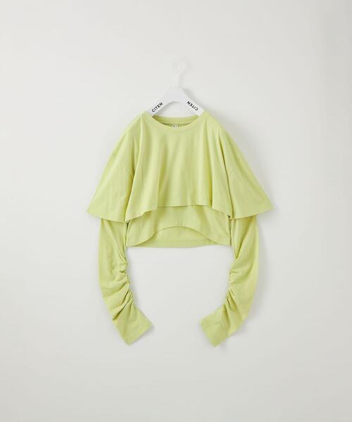 CITEN（シテン）の「＜CITEN＞レイヤード トップス（Tシャツ/カットソー・レディース・オフホワイト/ライム/ダークグレー・FREE）」の18枚目の写真