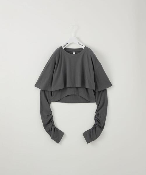 CITEN（シテン）の「＜CITEN＞レイヤード トップス（Tシャツ/カットソー・レディース・オフホワイト/ライム/ダークグレー・FREE）」の9枚目の写真