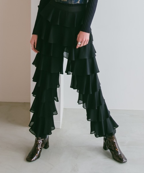 sahara（サハラ）の「フリルレイヤードパンツ/Tiered Pants（その他パンツ・レディース・ブラック/カーキ・FREE）」の7枚目の写真