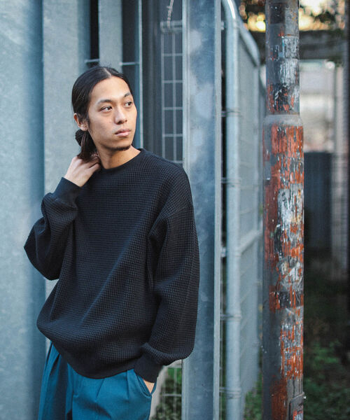 BEAMS(ビームス)の「BEAMS / サーマル クルーネック スウェット(Tシャツ/カットソー・メンズ・ブラック/オフホワイト・XL/L/M/S)」の6枚目の写真