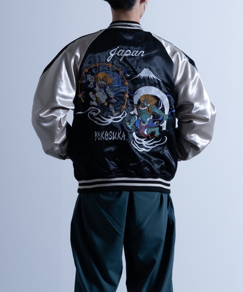 NYLAUS（ナイラス）の「刺繍 スカジャン(風神雷神)（スカジャン・メンズ・ブラック/ブルー・L/LL/M）」の10枚目の写真