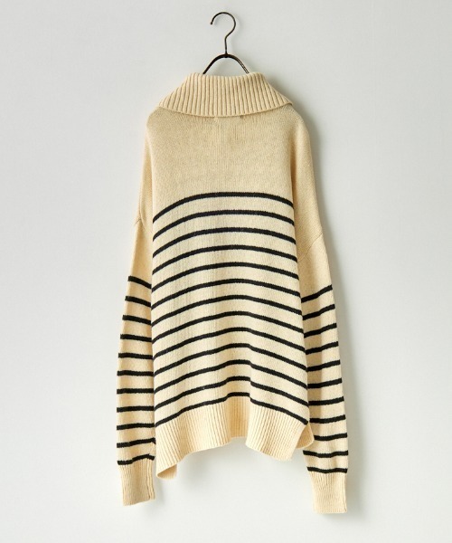 JEANS FACTORY （ジーンズファクトリー）の「[MAISON DE L'ALLURE/メゾンドゥラリュール] パネルボーダー ハーフジッププルオーバーニット（ニット/セーター・レディース・オフホワイト/ブラック/オレンジ・F）」の18枚目の写真