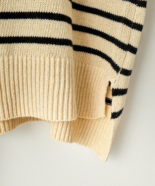 JEANS FACTORY （ジーンズファクトリー）の「[MAISON DE L'ALLURE/メゾンドゥラリュール] パネルボーダー ハーフジッププルオーバーニット（ニット/セーター・レディース・オフホワイト/ブラック/オレンジ・F）」の20枚目の写真