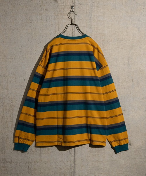 JOHN'S CLOSET(ジョンズクローゼット)の「【13】ワッペン刺繍 マルチボーダー ビッグシルエットロンT(Tシャツ/カットソー・メンズ・ブルーグレー/ブラック/オレンジ/グリーン/オフホワイト/ホワイト系その他・LARGE/MEDIUM)」の8枚目の写真
