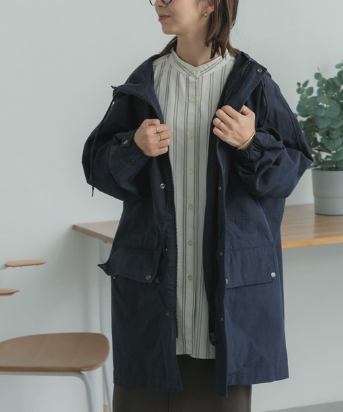 FORK&SPOON（フォークアンドスプーン）の「FORK&SPOON　ドルマンハーフコート（その他アウター・レディース・ネイビー/ベージュ・1）」の11枚目の写真