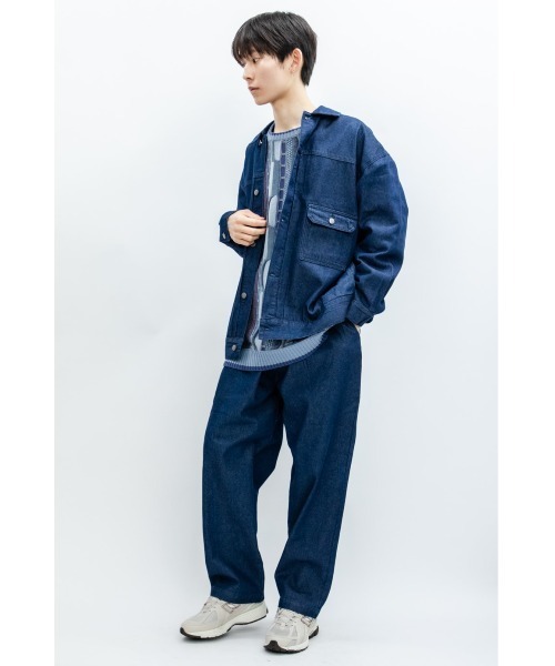 Beno(ビーノ)の「10ozデニム ルーズシルエット ジャケット Gジャン(デニムジャケット・メンズ・ワンウォッシュ/ブラック・M/L)」の5枚目の写真