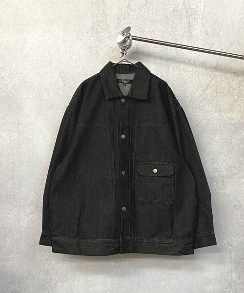 Beno(ビーノ)の「10ozデニム ルーズシルエット ジャケット Gジャン(デニムジャケット・メンズ・ワンウォッシュ/ブラック・M/L)」の13枚目の写真