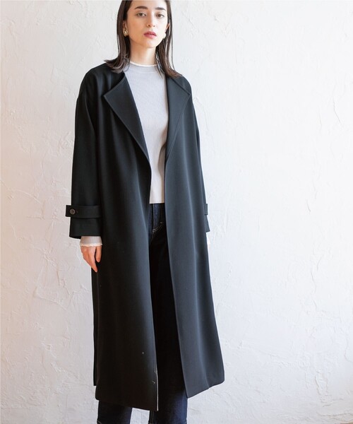 OPAQUE.CLIP（オペークドットクリップ）の「◆【洗える】リラクシーシングルコート（ステンカラーコート・レディース・ブラック/ライトベージュ/ベージュ系8・38/36）」の5枚目の写真