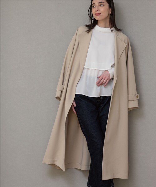 OPAQUE.CLIP（オペークドットクリップ）の「◆【洗える】リラクシーシングルコート（ステンカラーコート・レディース・ブラック/ライトベージュ/ベージュ系8・38/36）」の12枚目の写真