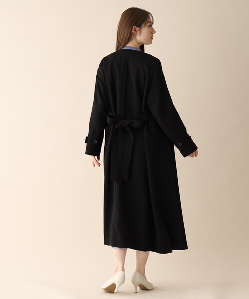 OPAQUE.CLIP（オペークドットクリップ）の「◆【洗える】リラクシーシングルコート（ステンカラーコート・レディース・ブラック/ライトベージュ/ベージュ系8・38/36）」の16枚目の写真