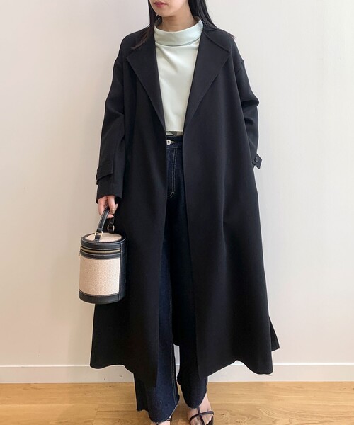 OPAQUE.CLIP（オペークドットクリップ）の「◆【洗える】リラクシーシングルコート（ステンカラーコート・レディース・ブラック/ライトベージュ/ベージュ系8・38/36）」の20枚目の写真