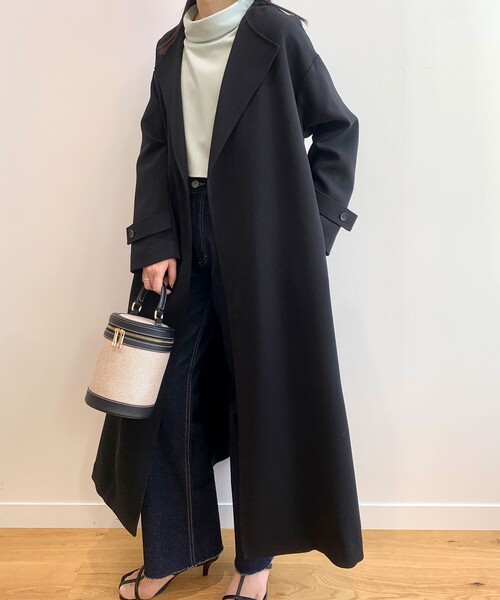 OPAQUE.CLIP（オペークドットクリップ）の「◆【洗える】リラクシーシングルコート（ステンカラーコート・レディース・ブラック/ライトベージュ/ベージュ系8・38/36）」の21枚目の写真