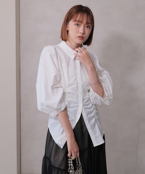 LADYMADE(レディメイド)の「ドロストシャーリングシャツ(シャツ/ブラウス・レディース・オレンジ系その他/ライトブルー/ホワイト・FREE)」の22枚目の写真