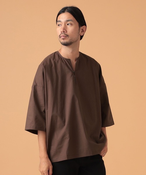 BEAMS LIGHTS(ビームスライツ)の「BEAMS LIGHTS / インドコットン ポプリン プルオーバーシャツ(Tシャツ/カットソー・メンズ・オフホワイト/ブラウン/ネイビー・SMALL/MEDIUM/LARGE)」の3枚目の写真