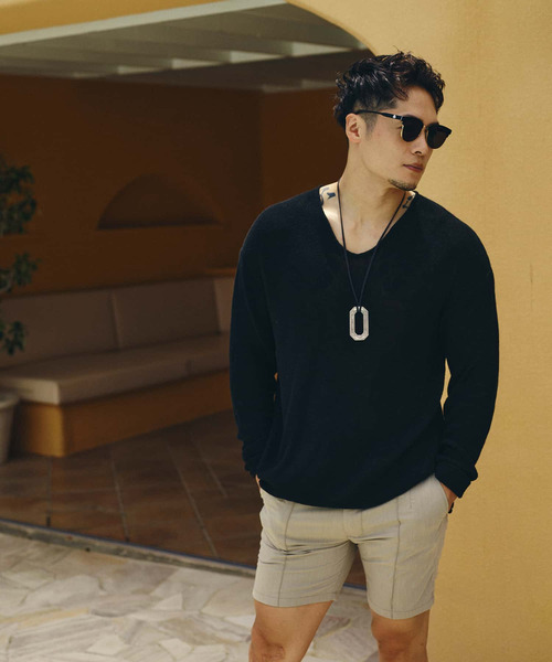 1piu1uguale3 RELAX(ウノピュウノウグァーレトレリラックス)の「1PIU1UGUALE3 RELAX(ウノピゥウノウグァーレトレ リラックス)コットンリネンVネックニット(ニット/セーター・メンズ・ダークベージュ/ブラック/ベージュ・XL/L/M/S)」の17枚目の写真