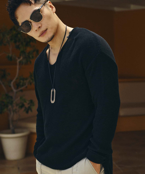 1piu1uguale3 RELAX(ウノピュウノウグァーレトレリラックス)の「1PIU1UGUALE3 RELAX(ウノピゥウノウグァーレトレ リラックス)コットンリネンVネックニット(ニット/セーター・メンズ・ダークベージュ/ブラック/ベージュ・XL/L/M/S)」の18枚目の写真