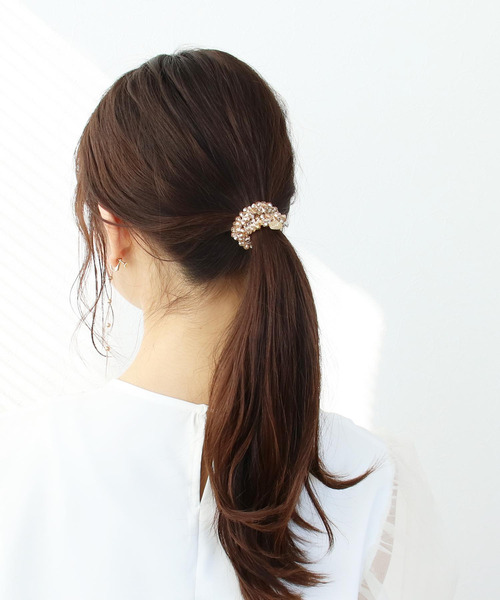 Three Four Time（ｽﾘｰﾌｫｰﾀｲﾑ）の「ビーズ編みヘアゴム（ヘアゴム
