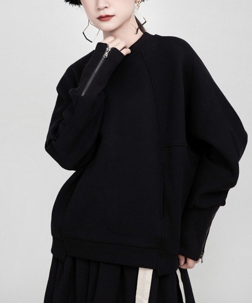 SEN TOKYO（セントーキョー）の「大人の魅力溢れる。袖口ファスナー付スウェット（スウェット・レディース・ブラック/ホワイト・FREE）」の2枚目の写真
