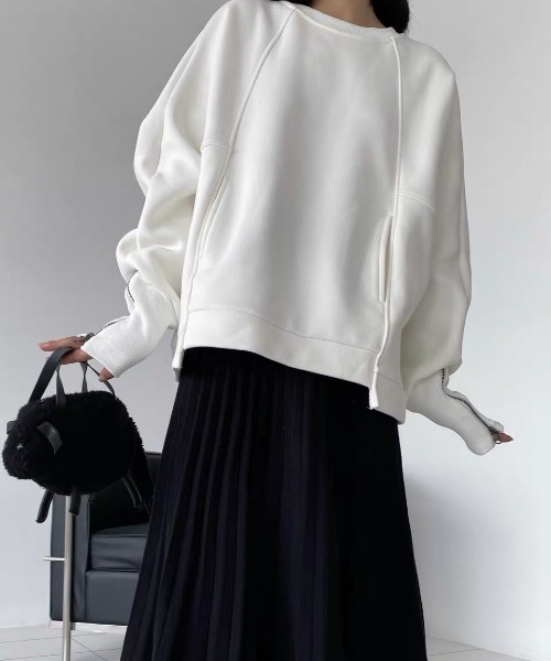 SEN TOKYO（セントーキョー）の「大人の魅力溢れる。袖口ファスナー付スウェット（スウェット・レディース・ブラック/ホワイト・FREE）」の16枚目の写真