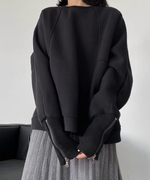 SEN TOKYO（セントーキョー）の「大人の魅力溢れる。袖口ファスナー付スウェット（スウェット・レディース・ブラック/ホワイト・FREE）」の18枚目の写真