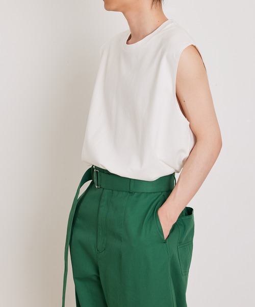 ADAM ET ROPE'(アダムエロペ)の「【Albini/アルビニ】オーガニック ポンチ オーバーサイズ ノースリーブ Tシャツ(Tシャツ/カットソー・メンズ・ホワイト/ブラック/ネイビー/グレー系その他・FREE)」の2枚目の写真