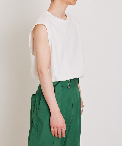 ADAM ET ROPE'(アダムエロペ)の「【Albini/アルビニ】オーガニック ポンチ オーバーサイズ ノースリーブ Tシャツ(Tシャツ/カットソー・メンズ・ホワイト/ブラック/ネイビー/グレー系その他・FREE)」の15枚目の写真