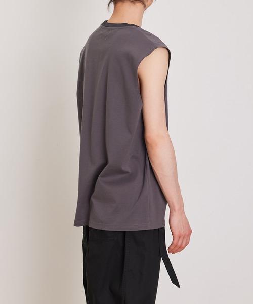 ADAM ET ROPE'(アダムエロペ)の「【Albini/アルビニ】オーガニック ポンチ オーバーサイズ ノースリーブ Tシャツ(Tシャツ/カットソー・メンズ・ホワイト/ブラック/ネイビー/グレー系その他・FREE)」の22枚目の写真