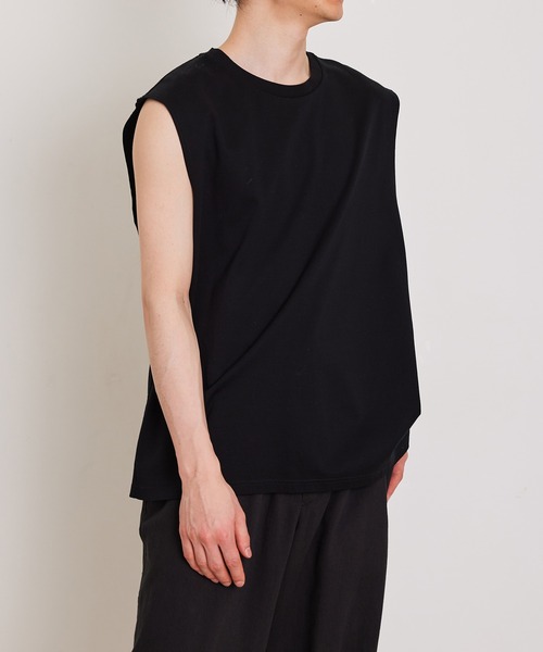 ADAM ET ROPE'(アダムエロペ)の「【Albini/アルビニ】オーガニック ポンチ オーバーサイズ ノースリーブ Tシャツ(Tシャツ/カットソー・メンズ・ホワイト/ブラック/ネイビー/グレー系その他・FREE)」の10枚目の写真