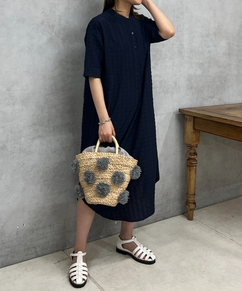 un dix cors（アンディコール）の「チェックバンドカラーシャツ  