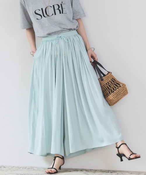 Doux archives（ドゥアルシーヴ）の「割繊ギャザーイージーパンツ（その他パンツ・レディース・ベージュ/ピンク/アイボリー/チャコールグレー/グレー/グレー系その他/ブラック/ミント・38）」の7枚目の写真