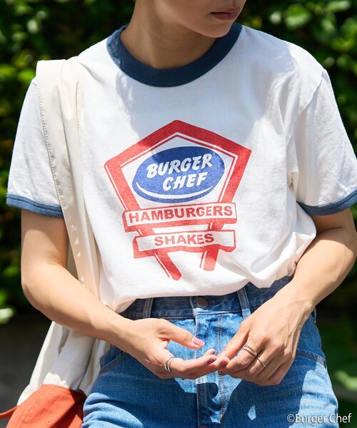 FREAK'S STORE(フリークスストア)の「Bugerchef リンガーTシャツ(Tシャツ/カットソー・レディース・ネイビー/レッド・フリ-)」の10枚目の写真