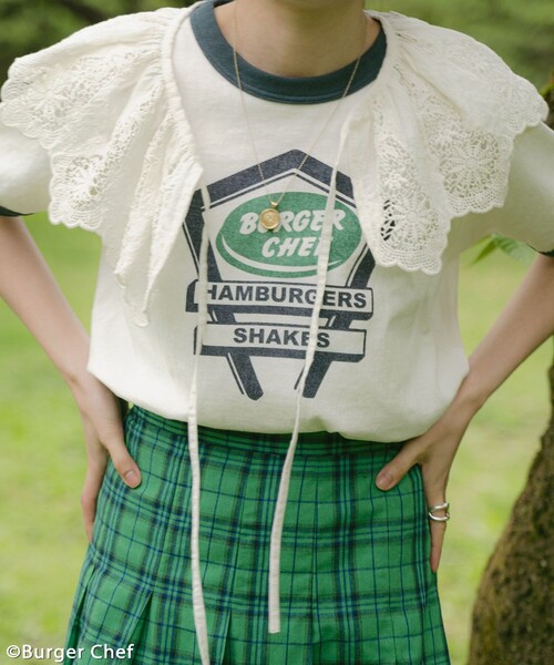 FREAK'S STORE(フリークスストア)の「Bugerchef リンガーTシャツ(Tシャツ/カットソー・レディース・ネイビー/レッド・フリ-)」の4枚目の写真