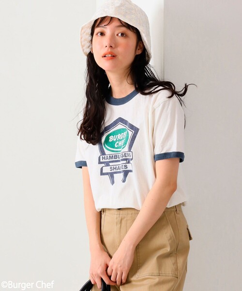FREAK'S STORE(フリークスストア)の「Bugerchef リンガーTシャツ(Tシャツ/カットソー・レディース・ネイビー/レッド・フリ-)」の9枚目の写真