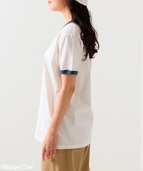 FREAK'S STORE(フリークスストア)の「Bugerchef リンガーTシャツ(Tシャツ/カットソー・レディース・ネイビー/レッド・フリ-)」の5枚目の写真