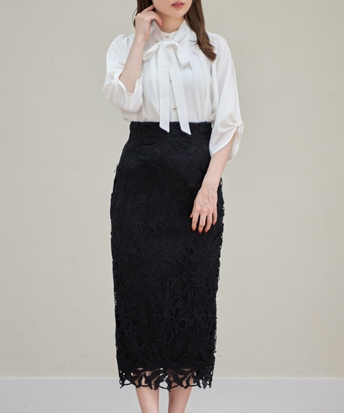 tocco closet(トッコ クローゼット)の「【ZOZO限定】2WAYボウタイリボン付きバー釦タックブラウス(シャツ/ブラウス・レディース・ブラック/ライトベージュ/オフホワイト・M)」の8枚目の写真