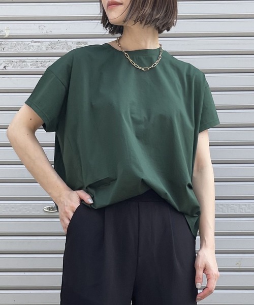 OWLSPALE(オールズペール)の「シルケット天竺Tシャツ(Tシャツ/カットソー・レディース・ブラック/グリーン/ホワイト・FREE)」の2枚目の写真