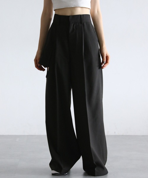 PAGEBOY（ページボーイ）の「カットアウトワイドパンツ（その他パンツ・レディース・チャコールグレー/ブラック・FREE）」の9枚目の写真