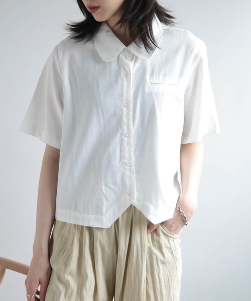 SETUP7(セットアップセブン)の「【SETUP7】丸襟ショートスリーブシャツ SCCH355(シャツ/ブラウス・レディース・ピンク/ホワイト/カーキ・FREE)」の14枚目の写真