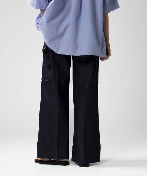 パンツ Grand Cargo Denim Pants 受注制【Never mind the XU】grunge denim cargo pants (2color