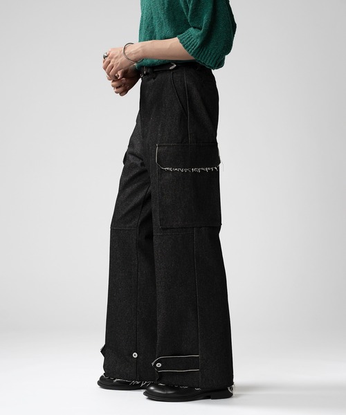 selle glant(セレグランテ)の「MILITARY CARGO DENIM PANTS/ミリタリーカーゴデニムパンツ(デニムパンツ・メンズ・ブラック/ダークインディゴブルー・SMALL/MEDIUM/LARGE)」の20枚目の写真