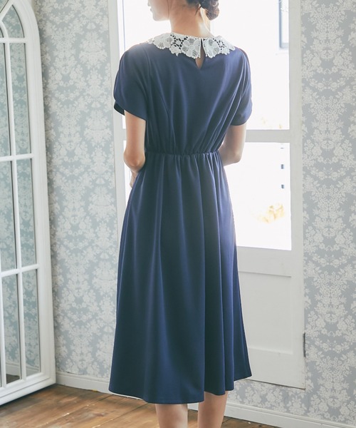 チューリップスリーブワンピース2着セット セール】トッコクローゼット tocco closet 立体フラワーレース襟