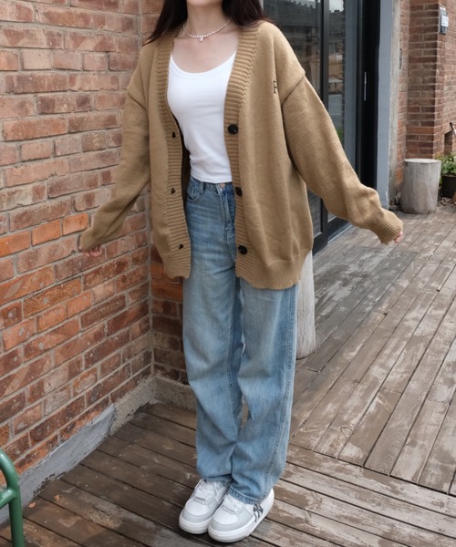 Ada.(エイダ)の「ワンポイント刺繍ルーズカーディガン(カーディガン/ボレロ・レディース・ベージュ/サンドベージュ/ブラック/グレー・FREE)」の7枚目の写真