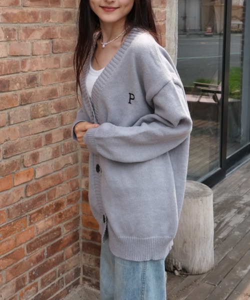 Ada.(エイダ)の「ワンポイント刺繍ルーズカーディガン(カーディガン/ボレロ・レディース・ベージュ/サンドベージュ/ブラック/グレー・FREE)」の13枚目の写真